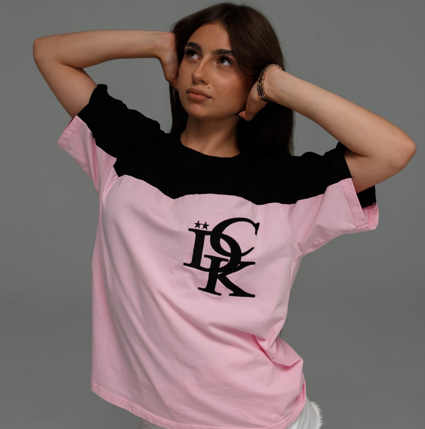 DCK DOUBLE T-SHIRT — BLACK-PINK