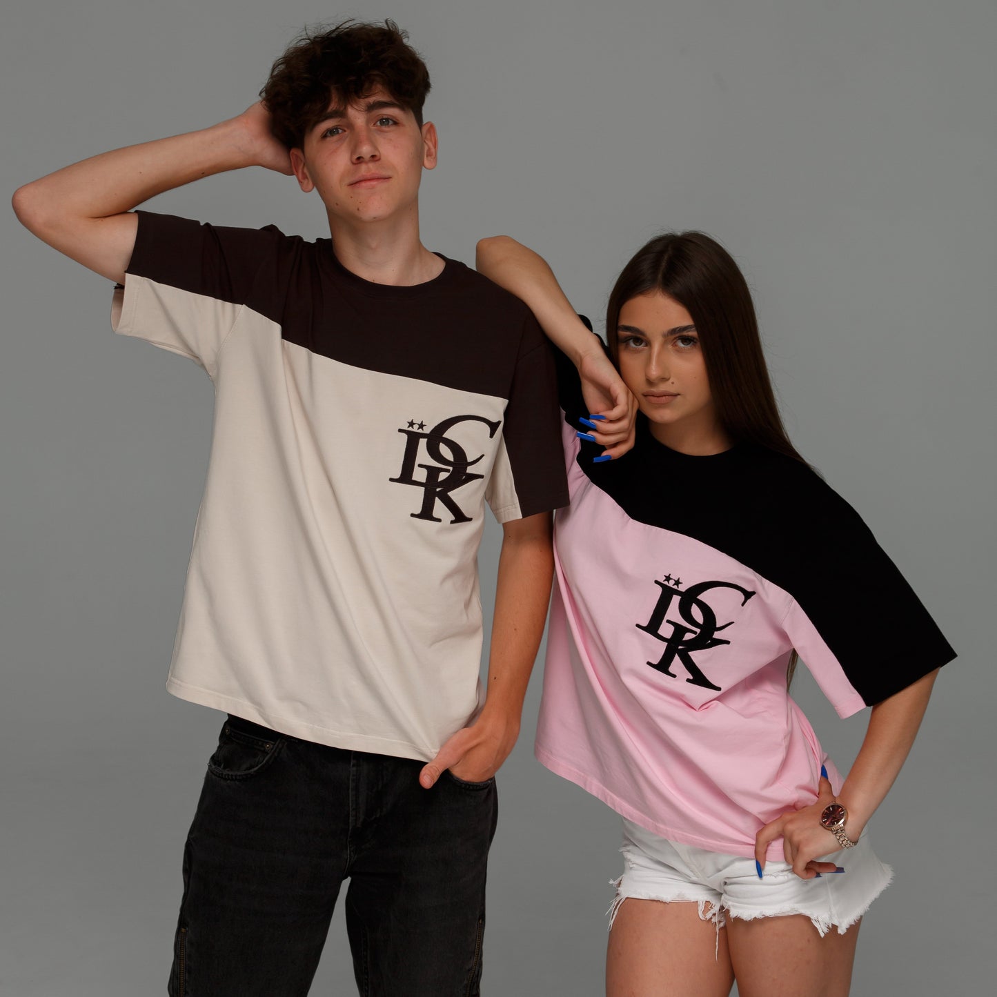 DCK DOUBLE T-SHIRT — BROWN-CREAM